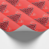 Roter Leopard Gepard Weihnachtsbaum Geschenkpapier (Ecke)