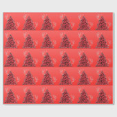 Roter Leopard Gepard Weihnachtsbaum Geschenkpapier (Flach)
