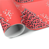Roter Leopard Gepard Weihnachtsbaum Geschenkpapier (Rolleneckpunkt)