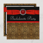 Roter Leopard Junggeselinnen-Abschied Einladungen (Vorne/Hinten)