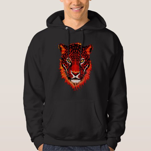 Roter Leopard-Kopf Hoodie (Vorderseite)