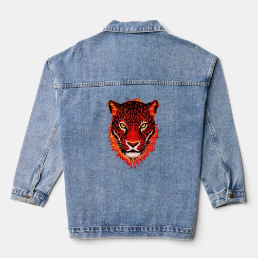 Roter Leopard-Kopf Jeansjacke (Rückseite)