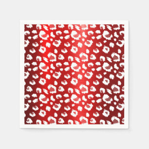 Roter Leopard Metallic Elegante Stylische Party Serviette
