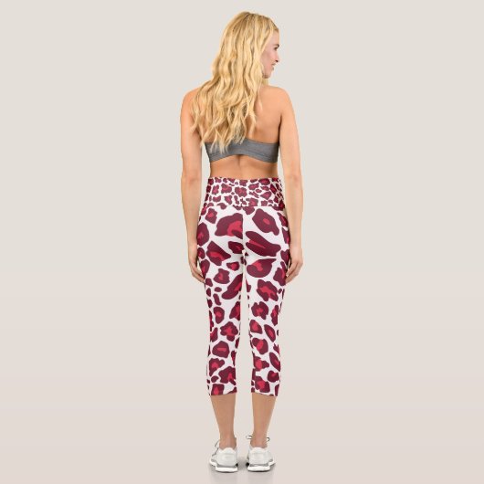 Roter Leopard-Muster Capri Leggings (Rückseite)