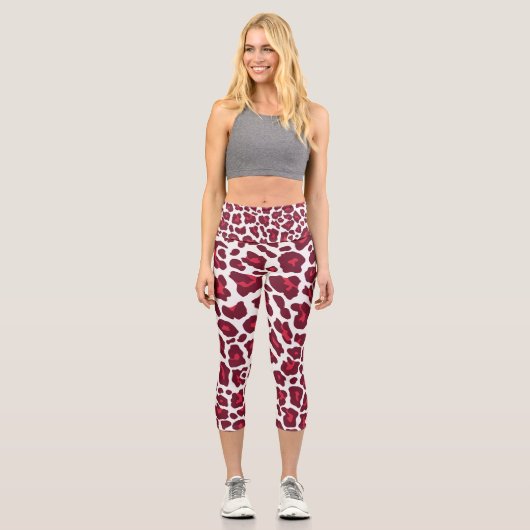 Roter Leopard-Muster Capri Leggings (Vorderseite)