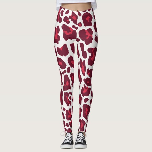 Roter Leopard-Muster Leggings (Vorderseite)