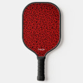 Roter Leopard Print Pickleball Paddle mit Namen (Rückseite)
