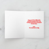 Roter Leopard Print Retro Weihnachtsmann Feiertagskarte (Innenseite)