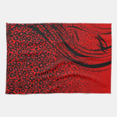 Roter Leopard-Tierdruck des Silhouette-Mädchen-| Handtuch (Horizontal)