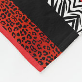Roter Leopard-und Zebra-kundenspezifischer Fleecedecke (Ecke)