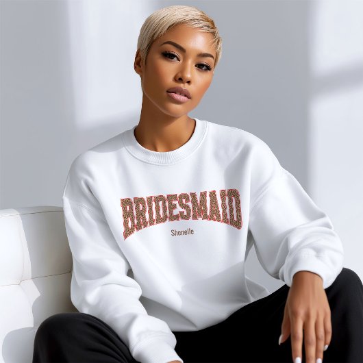 Roter + Leoparden-Druck-Varsity-BRIDESMAID Sweatshirt