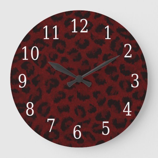 Roter Leoparden Große Wanduhr (Vorderseite)