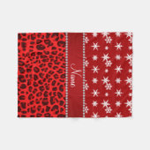 Roter Leopardenroter Schneeflocken Roter Streifen Fleecedecke (Vorderseite (Horizontal))