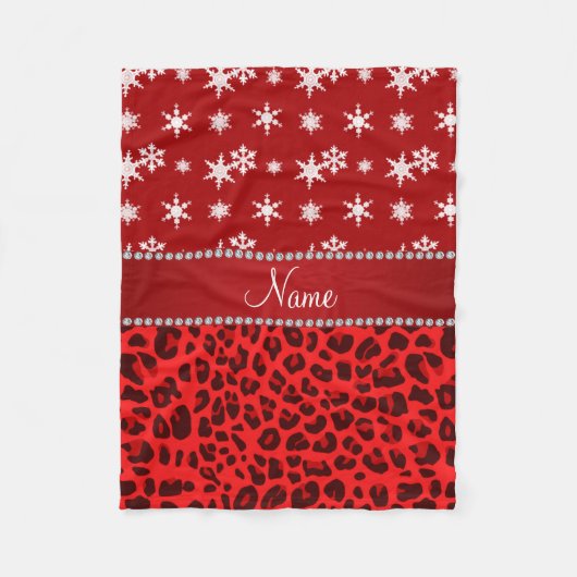 Roter Leopardenroter Schneeflocken Roter Streifen Fleecedecke (Vorderseite)