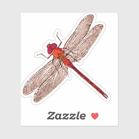 Roter Libelle Aufkleber (Blatt)