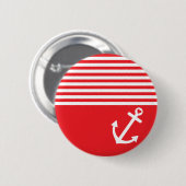 Roter Liebe-Anker nautisch Button (Vorne & Hinten)