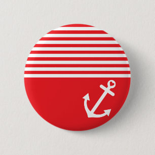Roter Liebe-Anker nautisch Button