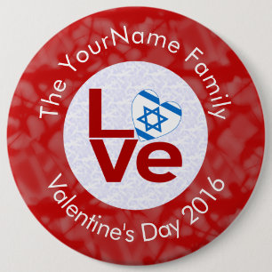 Roter LIEBE der israelischen Flagge auf Rot Button