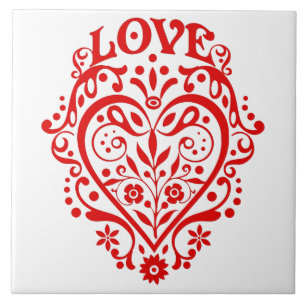 Roter Liebesherz Grafikdesign Fliese