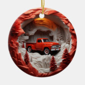 Roter Lieferwagen Keramik Ornament (Vorne)