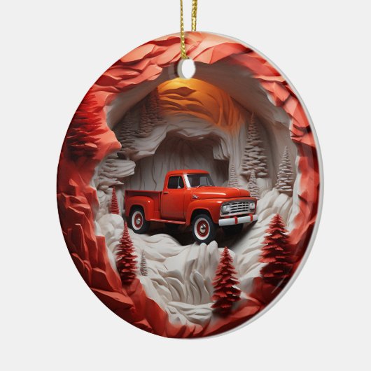 Roter Lieferwagen Keramik Ornament (Links)