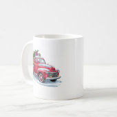 Roter Lieferwagen und Weihnachtsbaum Kaffeetasse (Vorderseite Links)