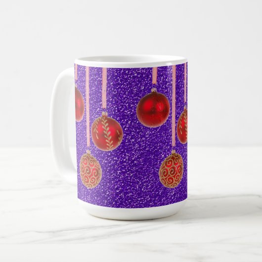 Roter Lila Glitzer Frohe Weihnachtsbaumchen Tasse (Vorderseite Links)