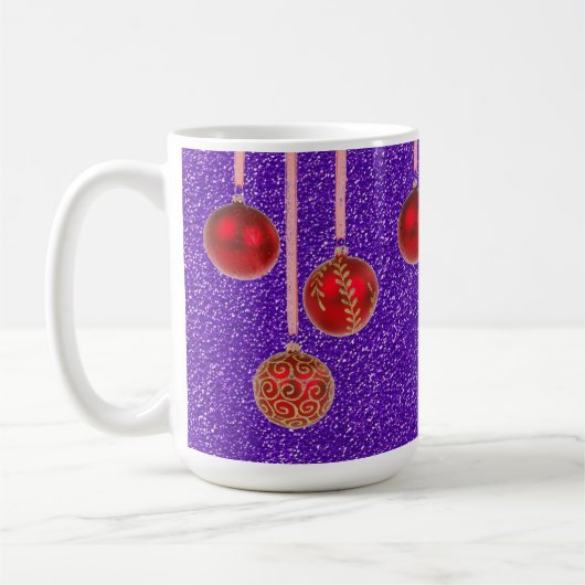 Roter Lila Glitzer Frohe Weihnachtsbaumchen Tasse (Links)