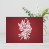 Roter Lilien-Blumenstrauß-elegantes Brautparty Einladung (Stehend Vorderseite)