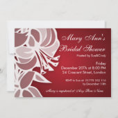 Roter Lilien-Blumenstrauß-elegantes Brautparty Einladung (Rückseite)