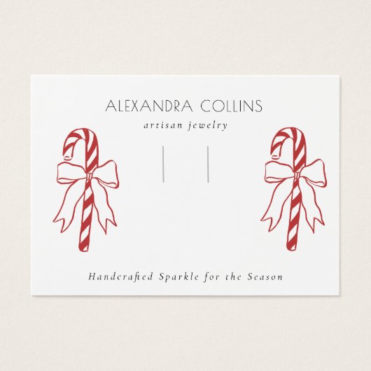 Roter Linien Kunst Candy Cane & Bow Haarclip-Displ (Vorderseite)
