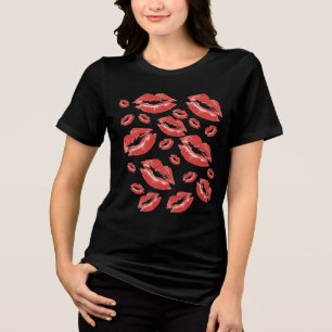 Roter Lippenabdruck Flirtendes Vergnügen Tri-Blend Shirt