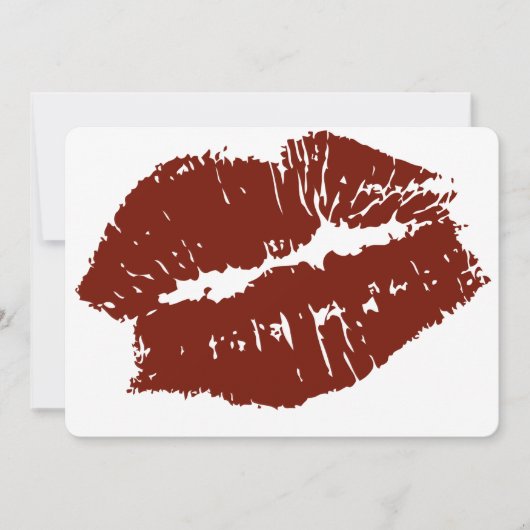 Roter Lippenkuß Einladung (Vorderseite)