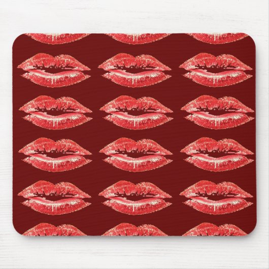 Roter Lippenkuss-Lippenstift Mousepad (Vorne)