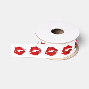 Roter Lippenkuß Ripsband