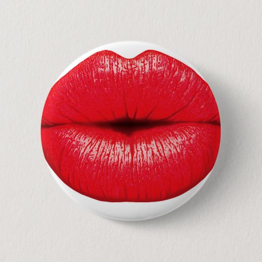 Roter Lippenlippenstift-Pop-Kunstkuß Button (Vorderseite)