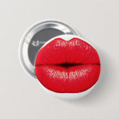 Roter Lippenlippenstift-Pop-Kunstkuß Button (Vorne & Hinten)