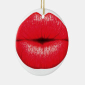 Roter Lippenlippenstift-Pop-Kunstkuß Keramik Ornament (Rechts)