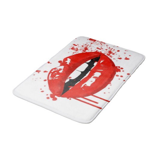 Roter Lippenschönheitsmode-Make-upkuß Badematte (Schrägansicht)