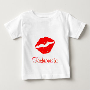 Roter Lippenstift-DruckFashionista Baby T-shirt