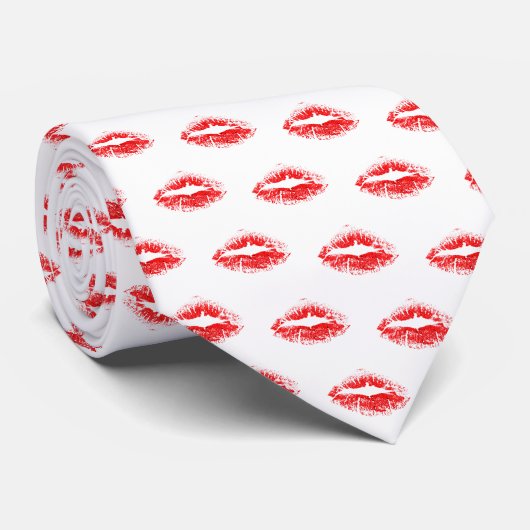 Roter Lippenstift-Kuss-Muster Krawatte (Gerollt)