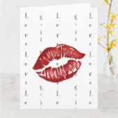 Roter Lippenstift Kuss Postkarte (Gelbe Blume)
