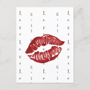 Roter Lippenstift Kuss Postkarte