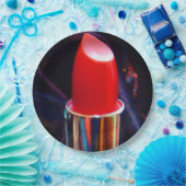 Roter Lippenstift Pappteller (Party)