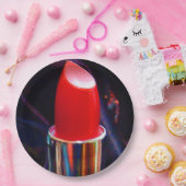 Roter Lippenstift Pappteller (Party)