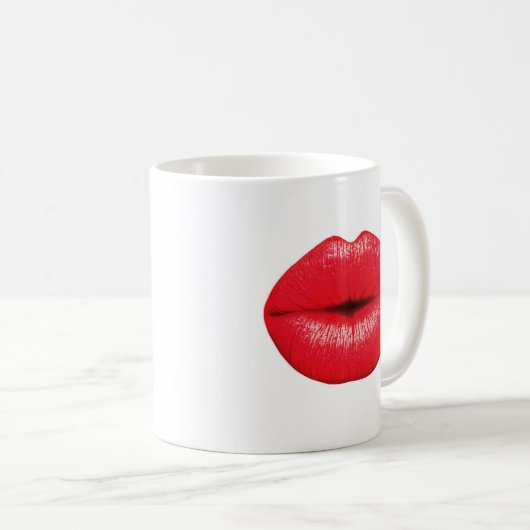Roter Lippenstift Pop Kuss Kaffeetasse (VorderseiteRechts)