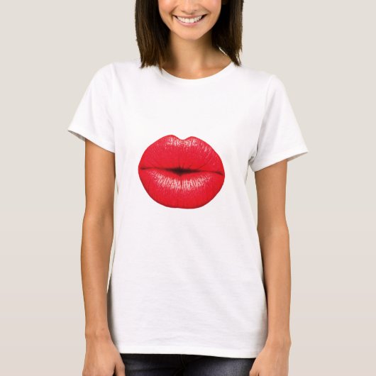 Roter Lippenstift Pop Kuss T-Shirt