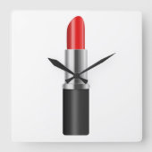 Roter Lippenstift Quadratische Wanduhr (Vorderseite)