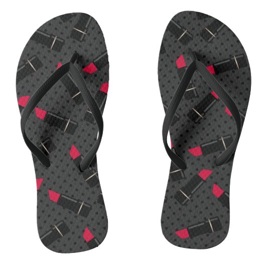 Roter Lippenstift, Retro Badesandalen (Fußbett)