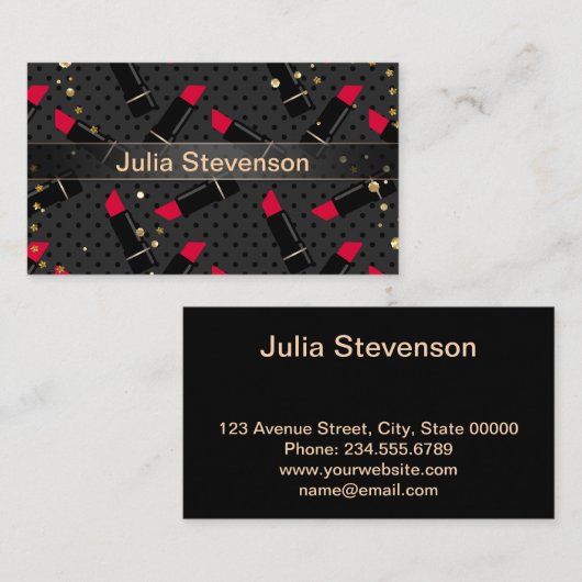 Roter Lippenstift, Retro Visitenkarte (Vorne/Hinten)